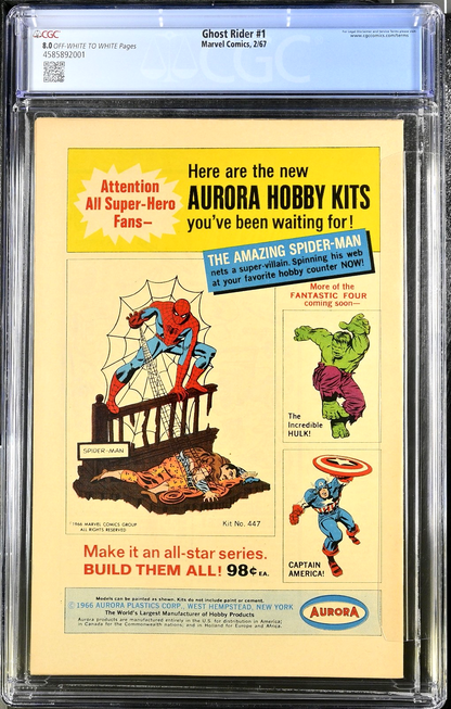 Ghost Rider #1 (1967) CGC 8.0 VF OW/W KEY Origin of New Ghost Rider Carter Slade