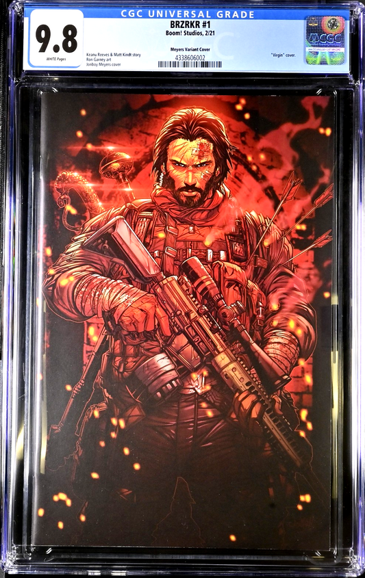 BRZRKR #1 (2021) CGC 9.8 NM/MT Meyers Virgin Keanu Reeves 1:1000 RARE Retailer