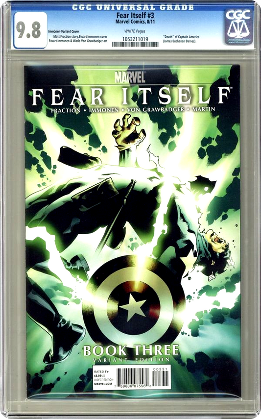 Fear Itself #3 (2011) CGC 9.8 NM/MT KEY Immonen Captain America Death LTD 1:25
