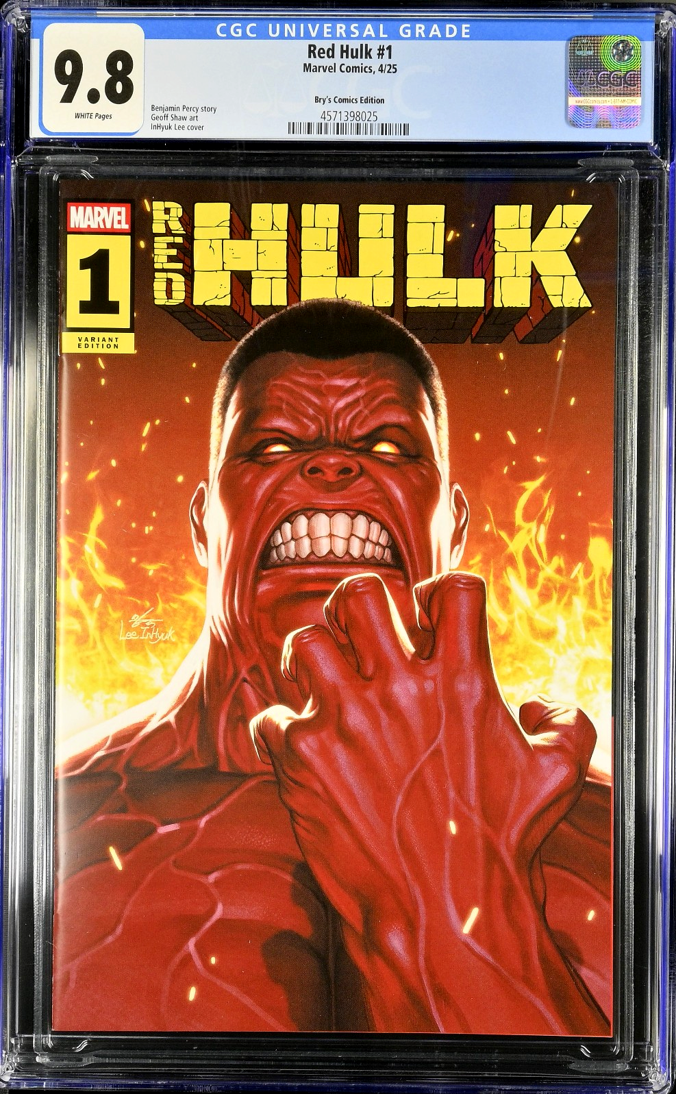 Red Hulk #1 (2025) CGC 9.8 NM/MT WHITE Bry’s Comics Trade Edition LTD #1175/1500