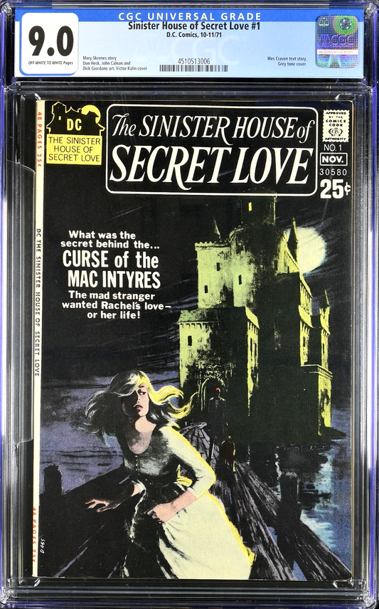 Sinister House of Secret Love #1 (1971) CGC 9.0 VF/NM OW White Wes Craven Story