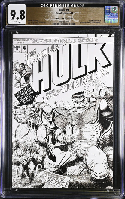 Hulk #4 (2022) CGC 9.8 NM/MT Adams Sketch Aurora Pedigree CGC Label Error