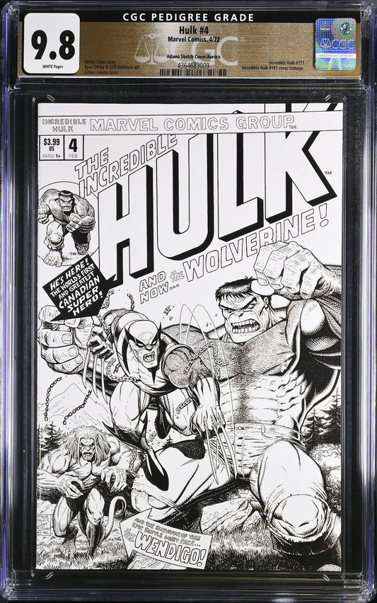 Hulk #4 (2022) CGC 9.8 NM/MT Adams Sketch Aurora Pedigree CGC Label Error