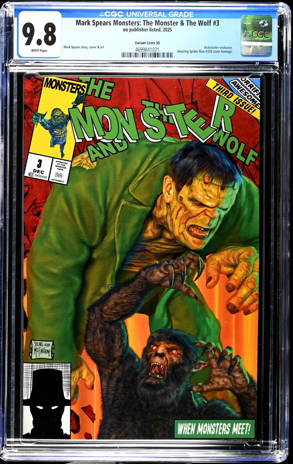 Mark Spears Monster & The Wolf #3 (2025) CGC 9.8 Kickstarter 3D Homage ASM 328