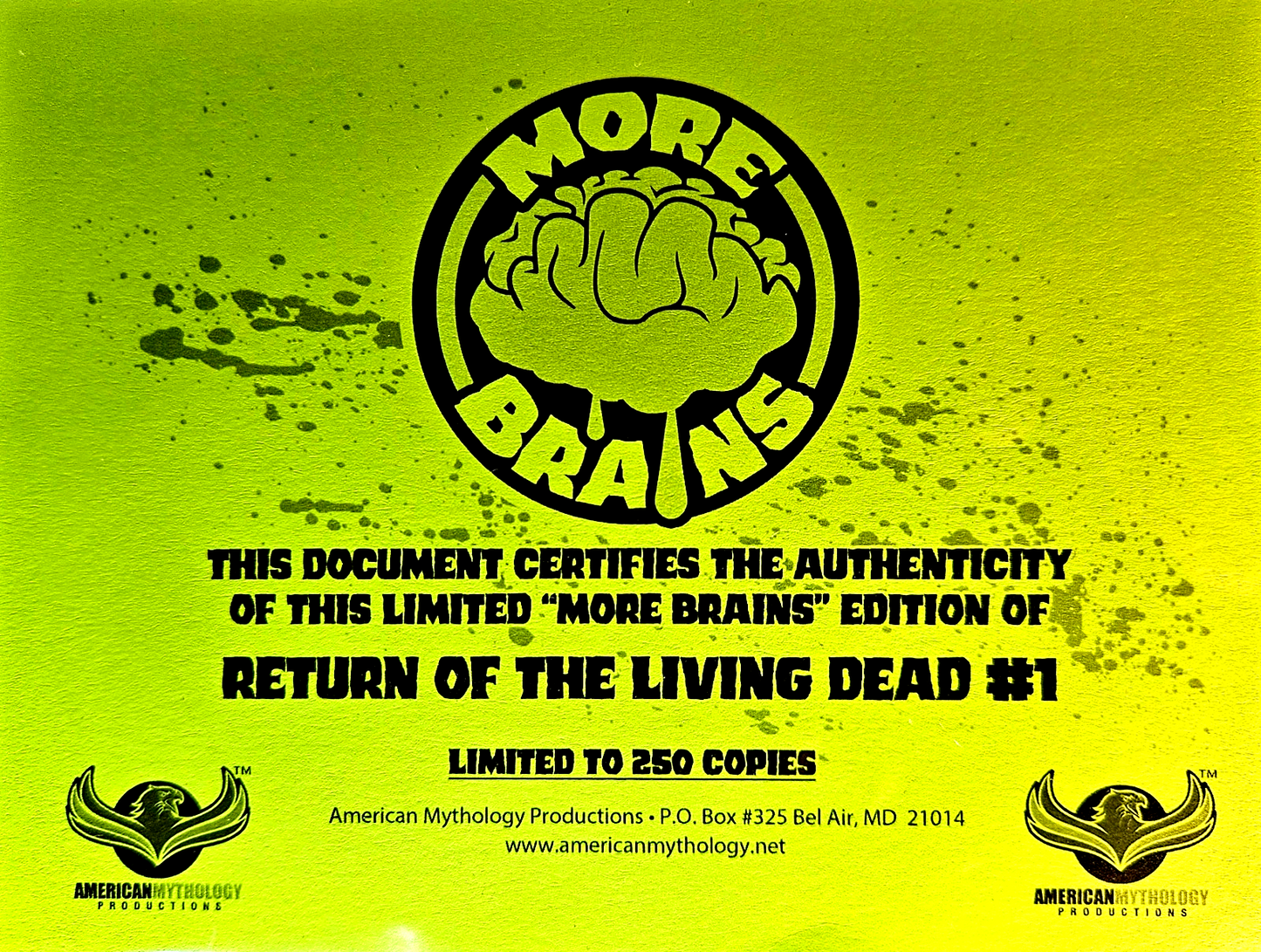 Mark Spears Return of The Living Dead #1 (2024) CGC 9.8 More Brains Edition LTD