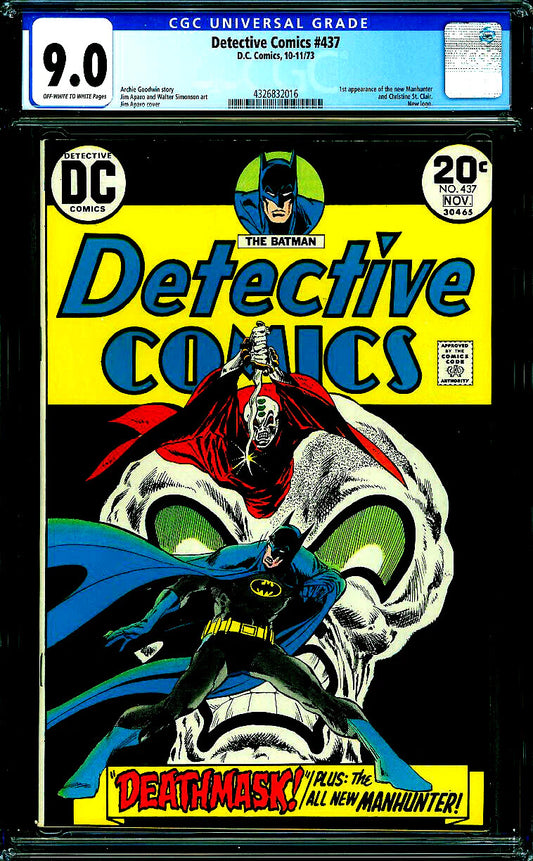 Detective Comics #437 (1973) CGC 9.0 VF/NM OW/W Key 1st App Manhunter Skull Cvr