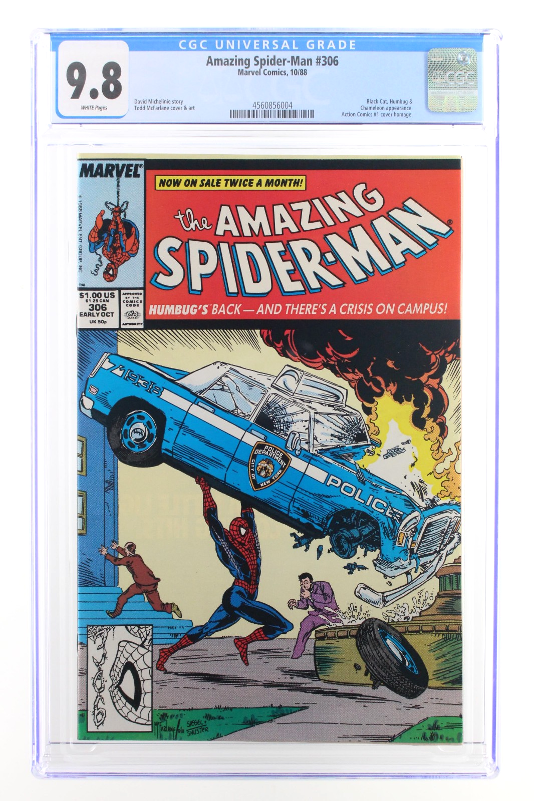 Amazing Spider-Man #306 (1988) CGC 9.8 NM/MT WHT McFarlane Action Comics Homage