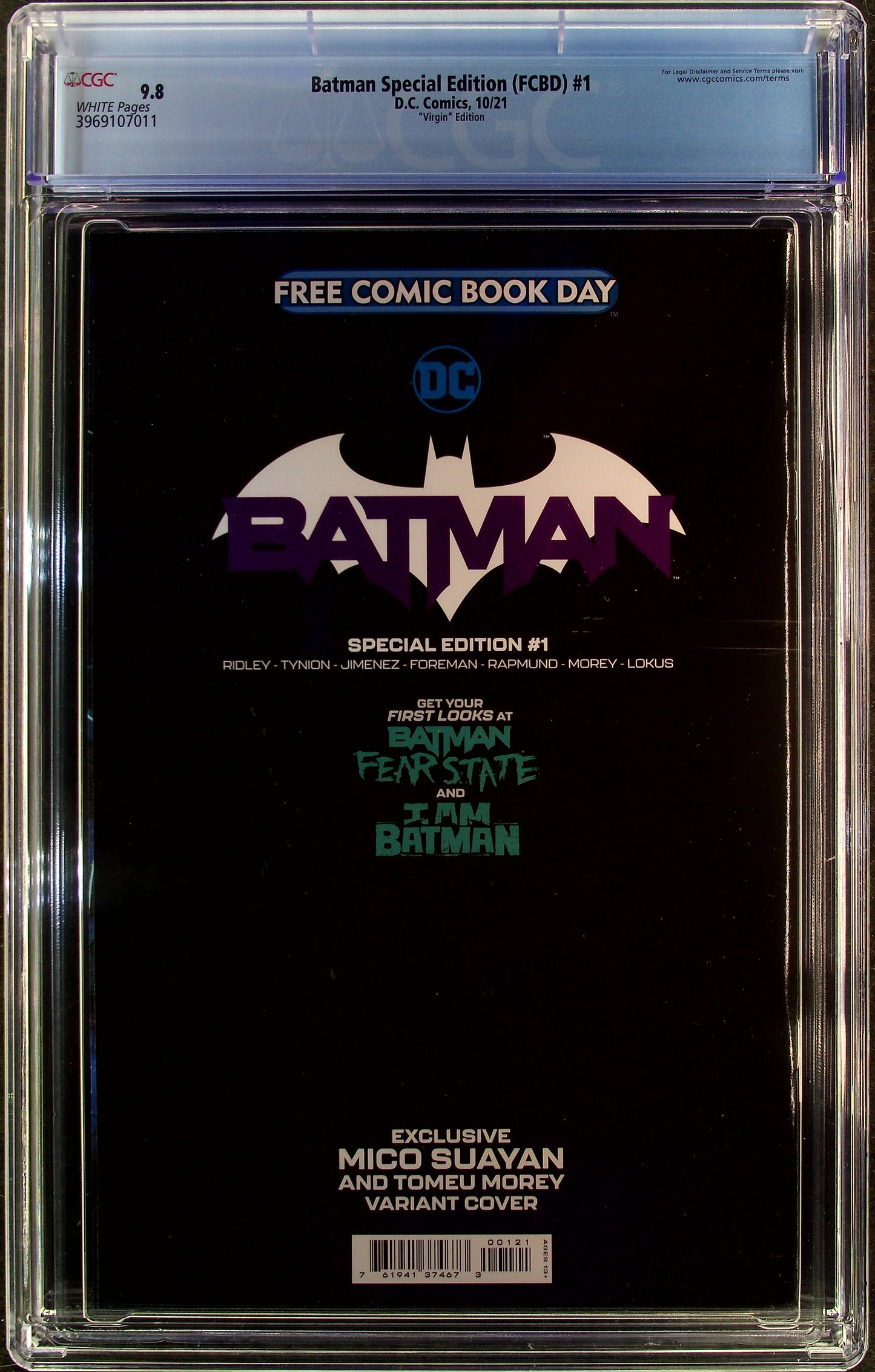 Batman Special Edition (FCBD) #1 (2021) CGC 9.8 Virgin Retailer Incentive 1:100