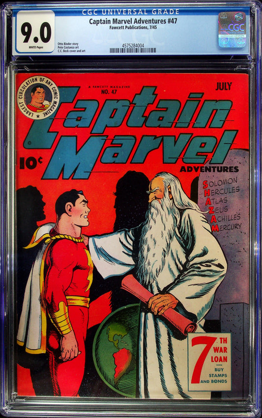 Captain Marvel Adventures #47 (1945) CGC 9.0 VF/NM White Fawcett Publications