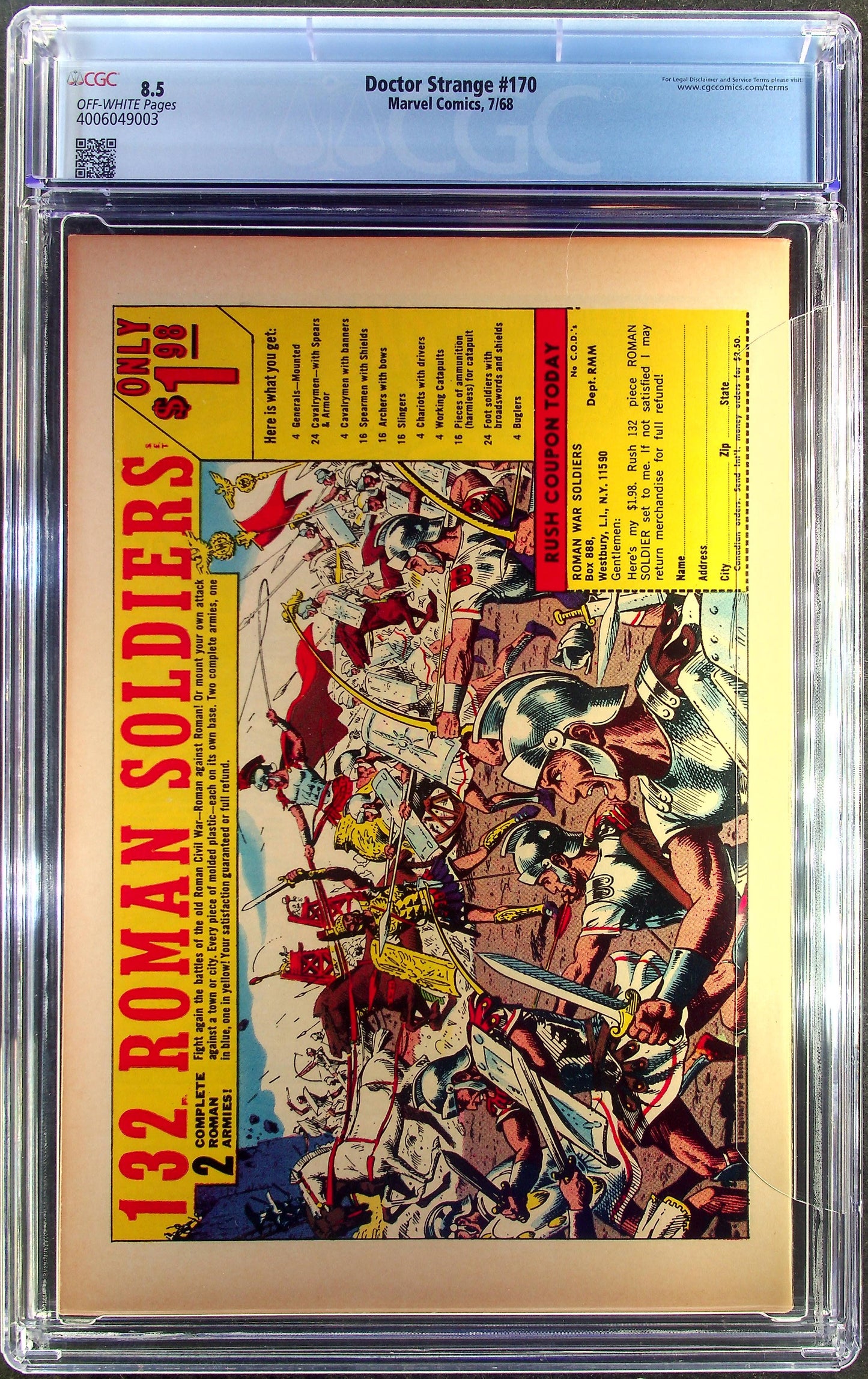 Doctor Strange #170 (1968) CGC 8.5 VF+ OW Pages KEY Nightmare Appearance