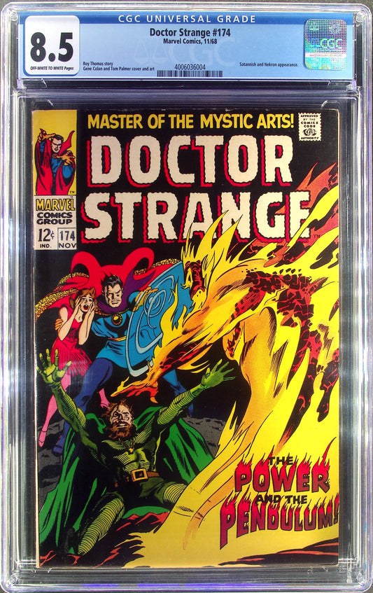 Doctor Strange #174 (1968) CGC 8.5 VF+ OW/White Pages Key 1st Satannish & Nekron