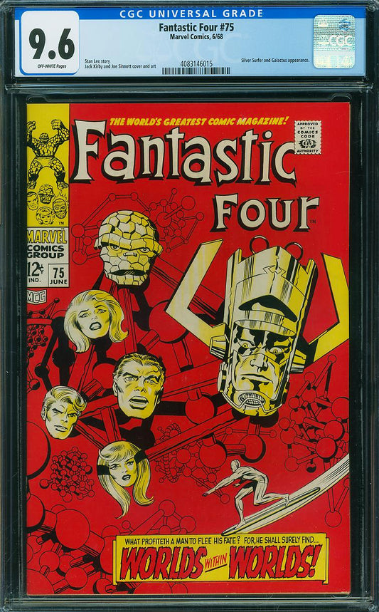 Fantastic Four #75 (1968) CGC NM+ 9.6 Off-White Silver Surfer Galactus Kirby